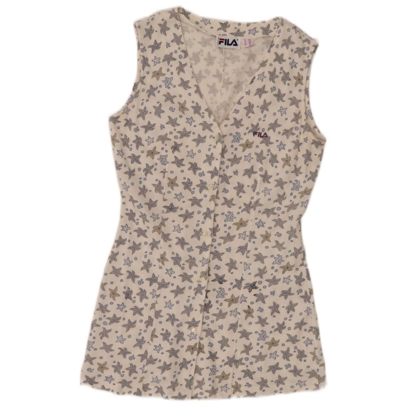 Vestido camisero sin mangas para mujer Fila IT 44, algodón floral blanco medio imagen 1