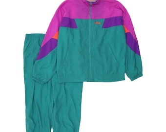 Fila Mens Full Tracksuit IT 54 XL  Green Colourblock Polyamide