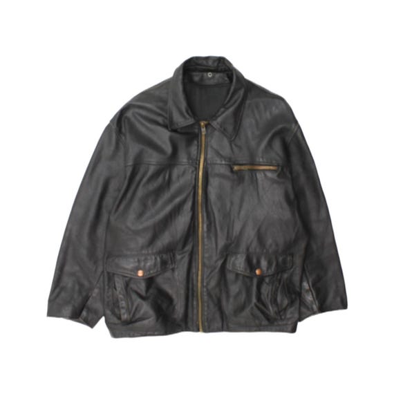 Vintage Mens Leather Jacket UK 42 XL Black