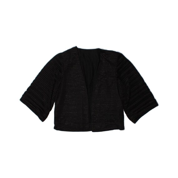 VINTAGE Womens Bolero Jacket UK 12 Medium Black Striped