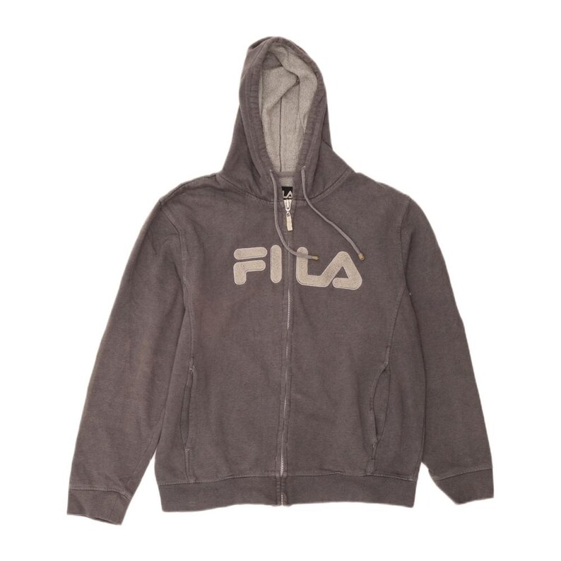 Sudadera con capucha y cremallera para mujer Fila, talla 16 (Reino Unido), gris, algodón imagen 1