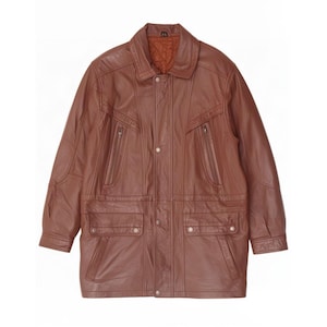 Vintage Mens Leather Coat UK 40 Large Brown