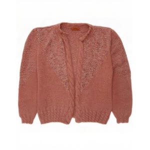 Cárdigan abierto extragrande vintage para mujer, talla UK 18 XL, rosa moteado.