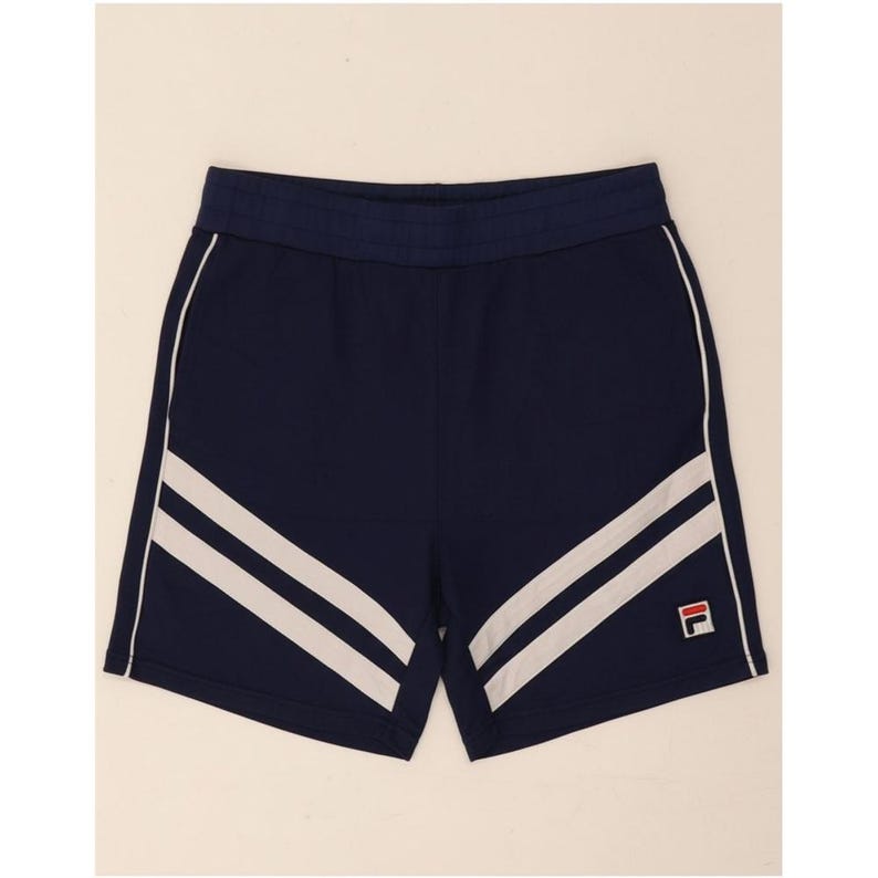 Fila mens sport shorts small navy blue striped cotton image 1