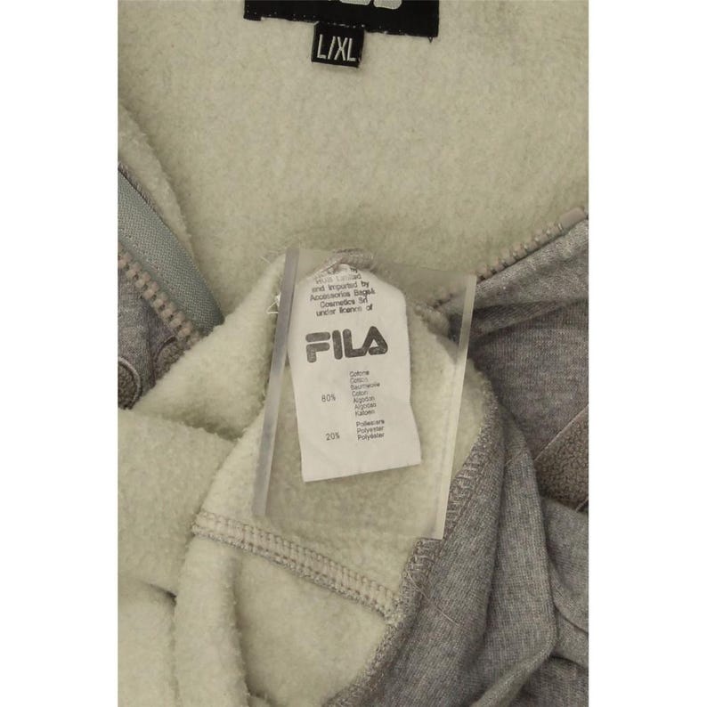 Fila mens graphic zip hoodie sweater large grey cotton image 3