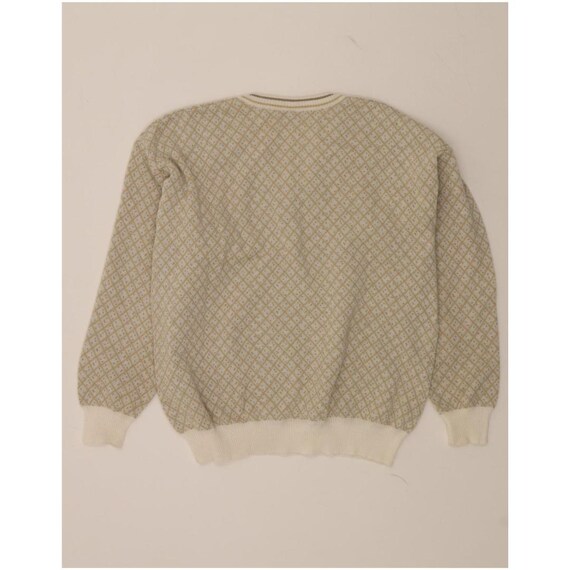 Suéter vintage para hombre con cuello en V IT 52, beige rombos