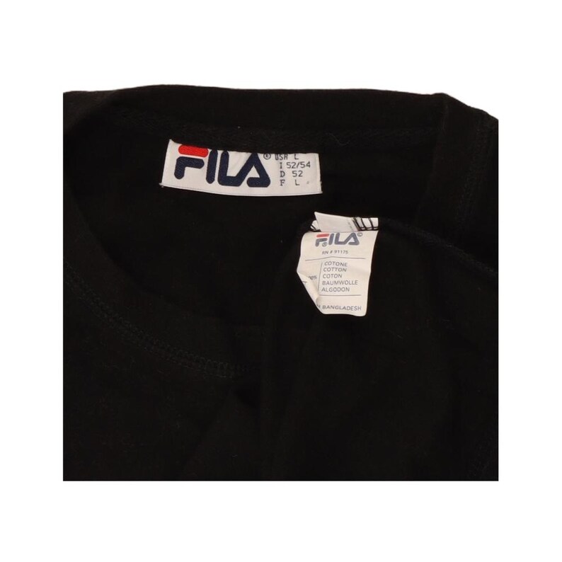 Fila Mens Graphic T-Shirt Top Large Black Cotton image 3