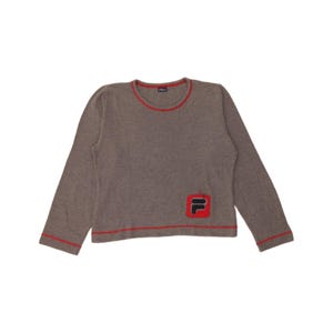 Top corto estampado de manga larga para mujer Fila, talla UK 16 (Grande), color gris. imagen 1