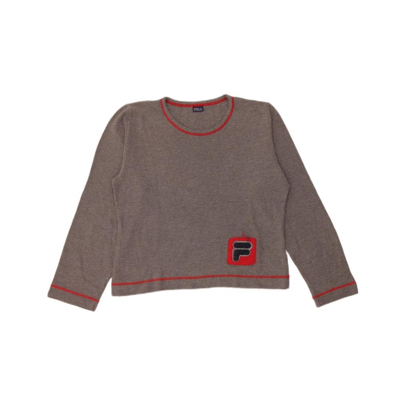 Top corto estampado de manga larga para mujer Fila, talla UK 16 (Grande), color gris. imagen 1