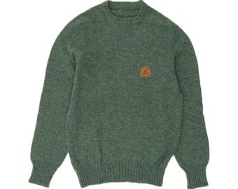 Vintage mens crew neck jumper sweater IT 48 small green flecked