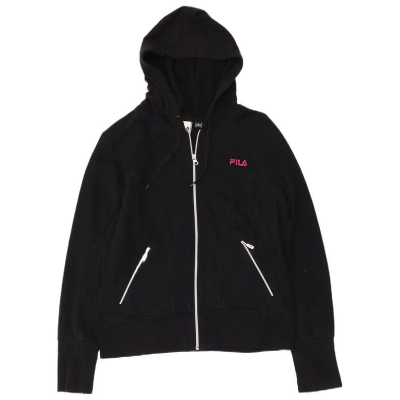 Fila womens zip hoodie sweater UK 16 large black cotton image 1