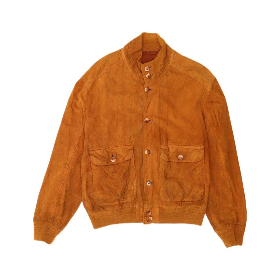 Vintage Mens Suede Bomber Jacket IT 52 XL Brown Leather, foto 1 di 4