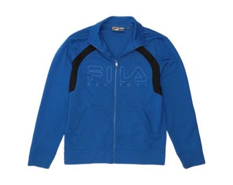 Fila mens graphic tracksuit top jacket small blue colourblock polyester
