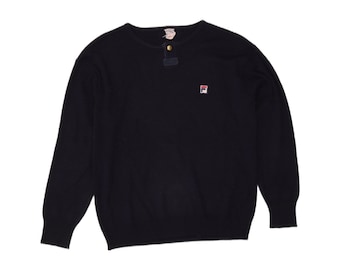 Fila mens boat neck jumper sweater small navy blue