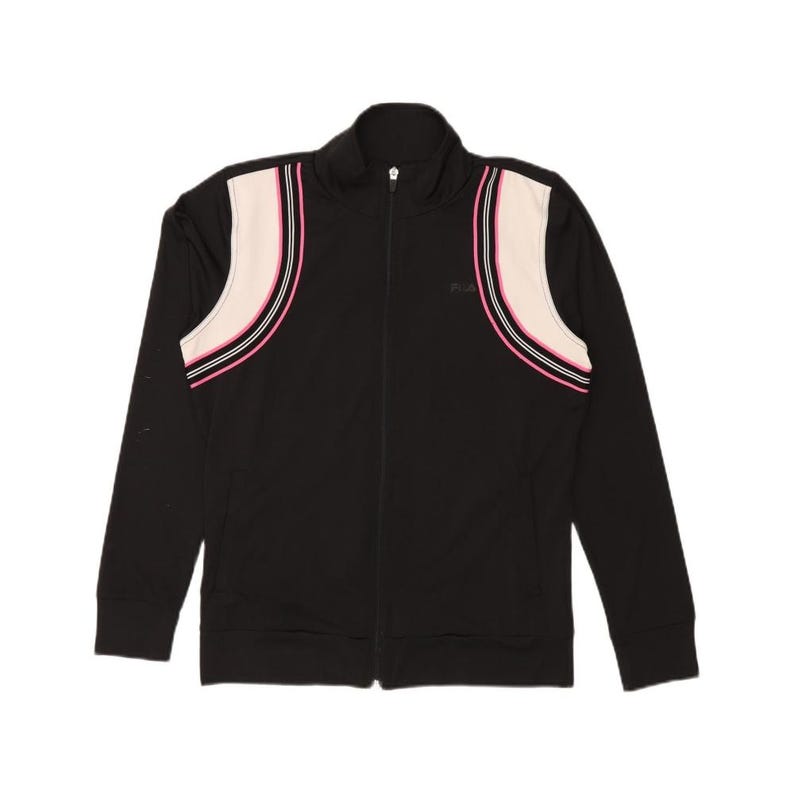 Fila womens tracksuit top jacket UK 16 large black colourblock polyester image 1