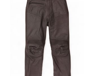 Vintage Herren Biker-Lederhose, Größe IT 54 (2XL), Bundweite 34, Länge 29, Schwarz