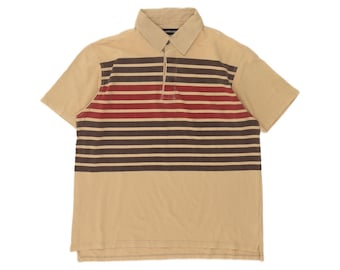 Camisa polo Marlboro Classics para hombre, talla XL, color beige, a rayas, de algodón.