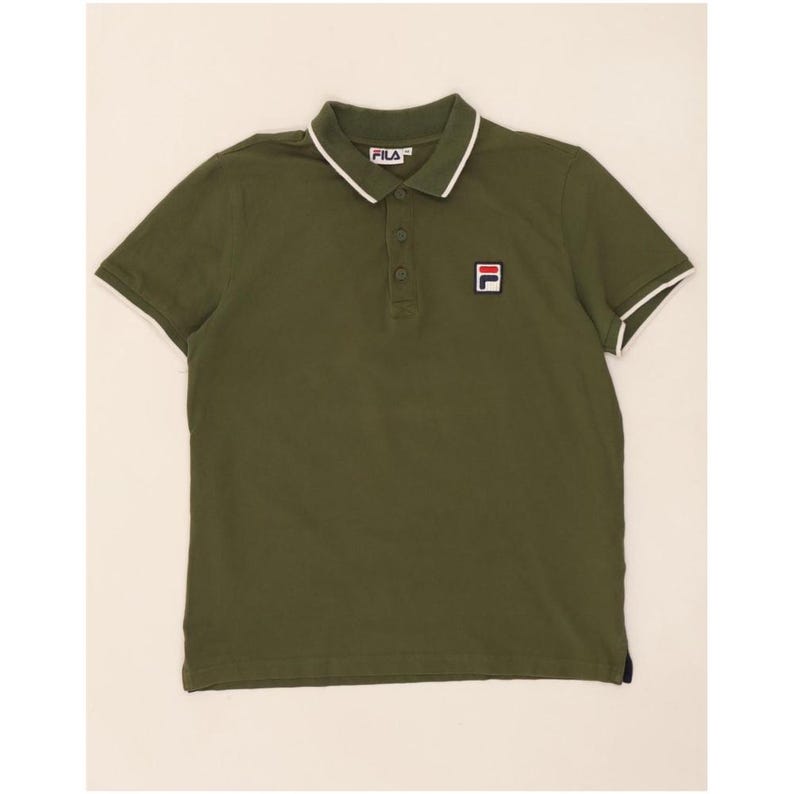 Fila mens polo shirt medium khaki cotton image 1