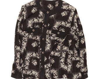 Vintage womens shirt blouse UK 16 large black paisley