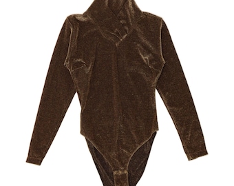 Body vintage para mujer, talla UK 2 2XS, color dorado.