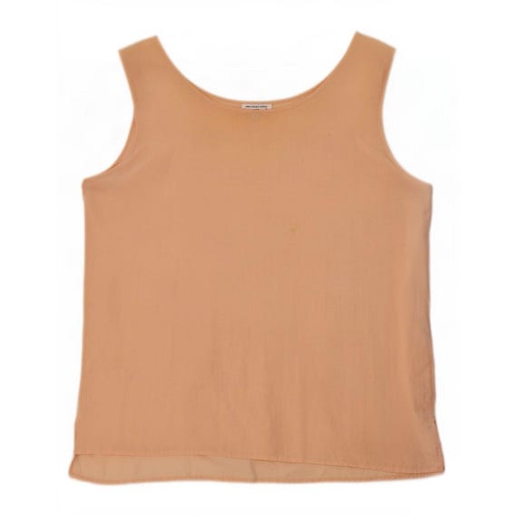 Vintage Womens Sleeveless Oversized Blouse Top UK 18 XL Orange Silk