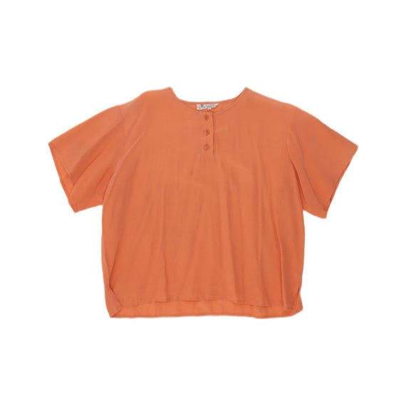 Vintage womens blouse top UK 18 XL orange silk