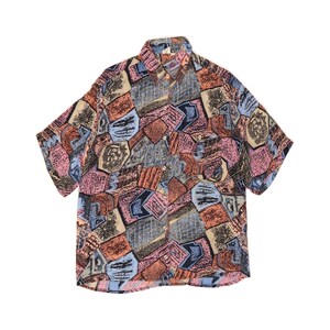 Vintage womens oversized shirt blouse UK 10 small multicoloured patchwork