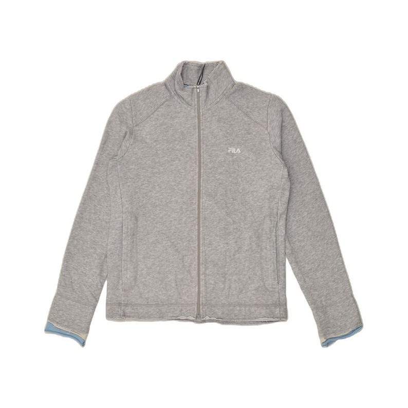 Fila womens tracksuit top jacket UK 14 large grey cotton image 1