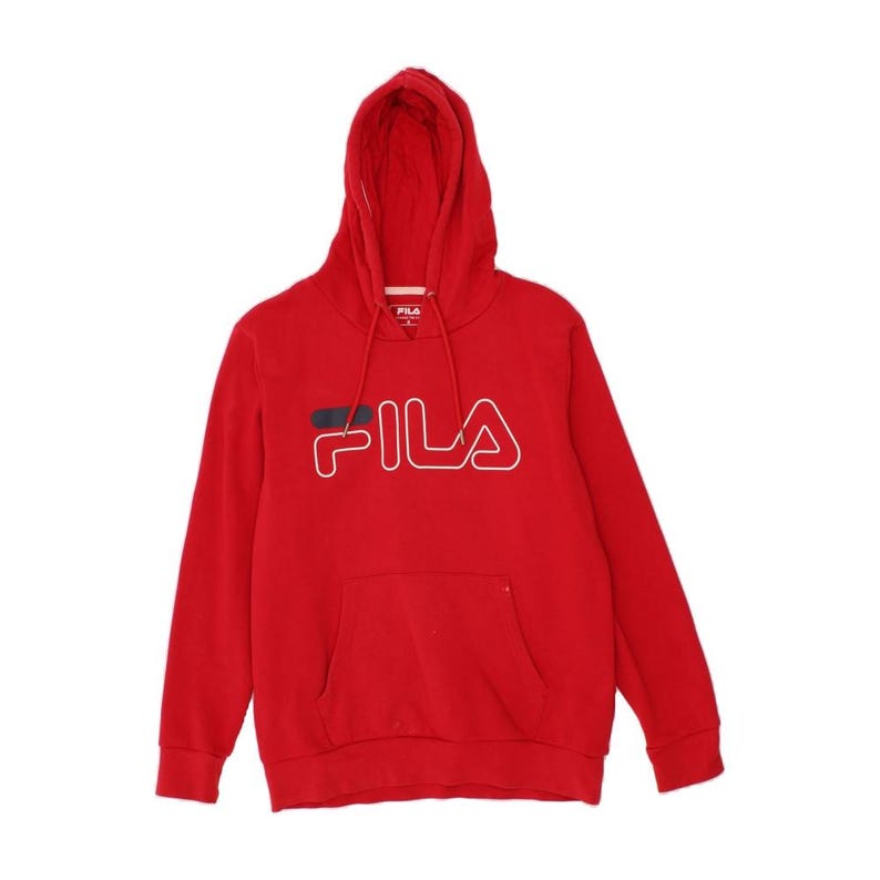 Sudadera con capucha y gráfico de Fila para hombre, color rojo, de algodón. imagen 1
