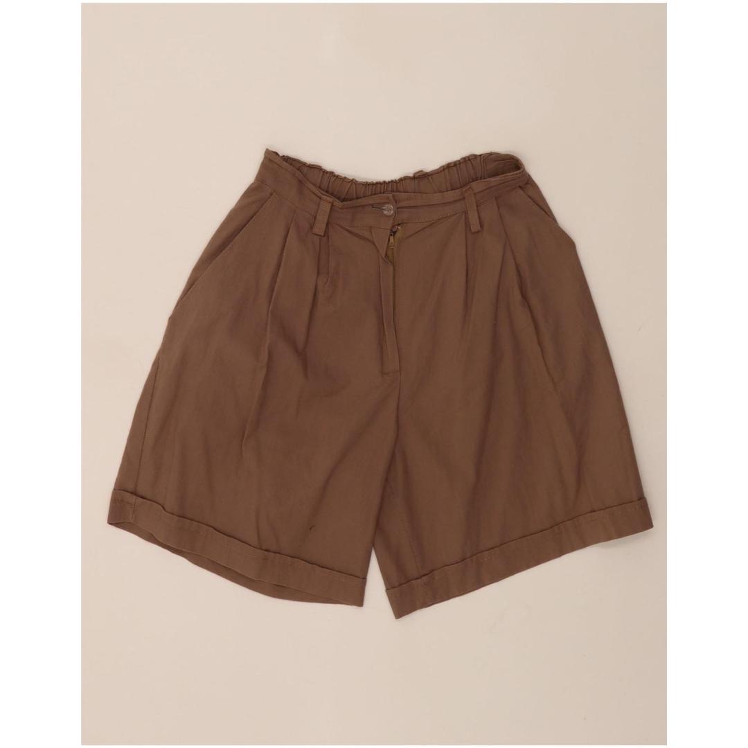 VINTAGE Womens High Waist Pegged Chino Shorts W28 Medium Grey Cotton