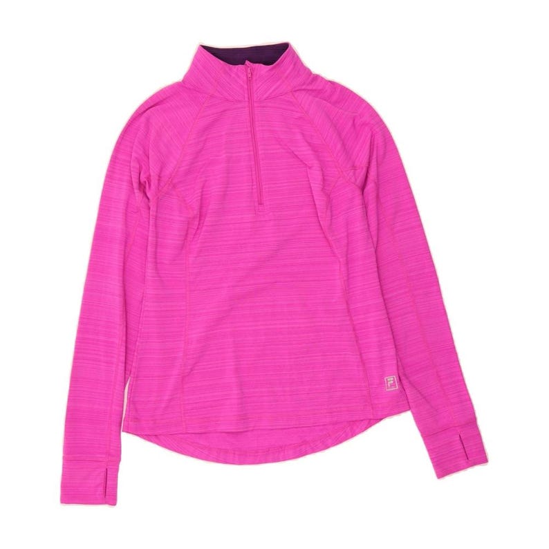 Bluza dresowa damska Fila z zamkiem pod szyją, rozmiar UK 12, średni, różowo-prążkowana zdjęcie 1