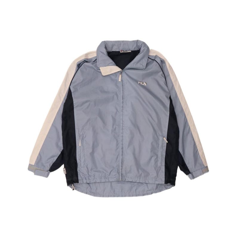 Chaqueta cortavientos con capucha Fila para hombre, talla 40 (Reino Unido), nailon con bloques de color azul imagen 1