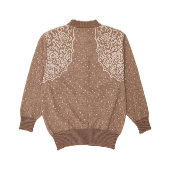 VINTAGE Womens Cardigan Sweater EU 46 XL Brown Floral Acrylic