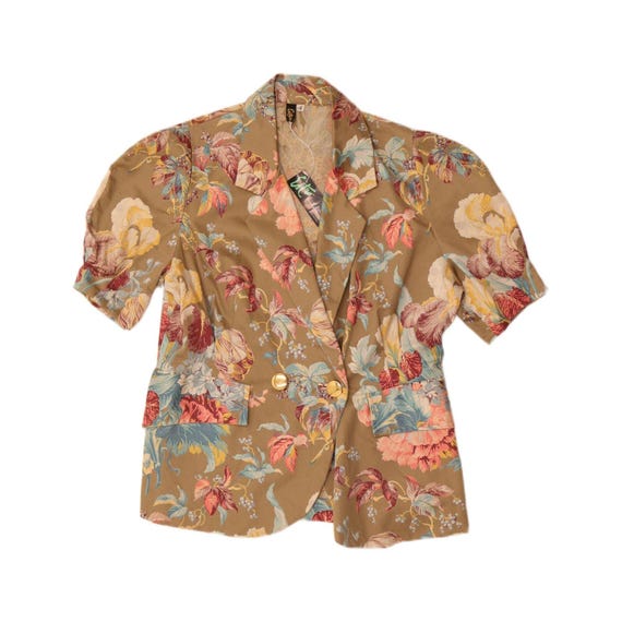 Vintage Womens Short Sleeve Cardigan Top IT 46 Large Brown Floral