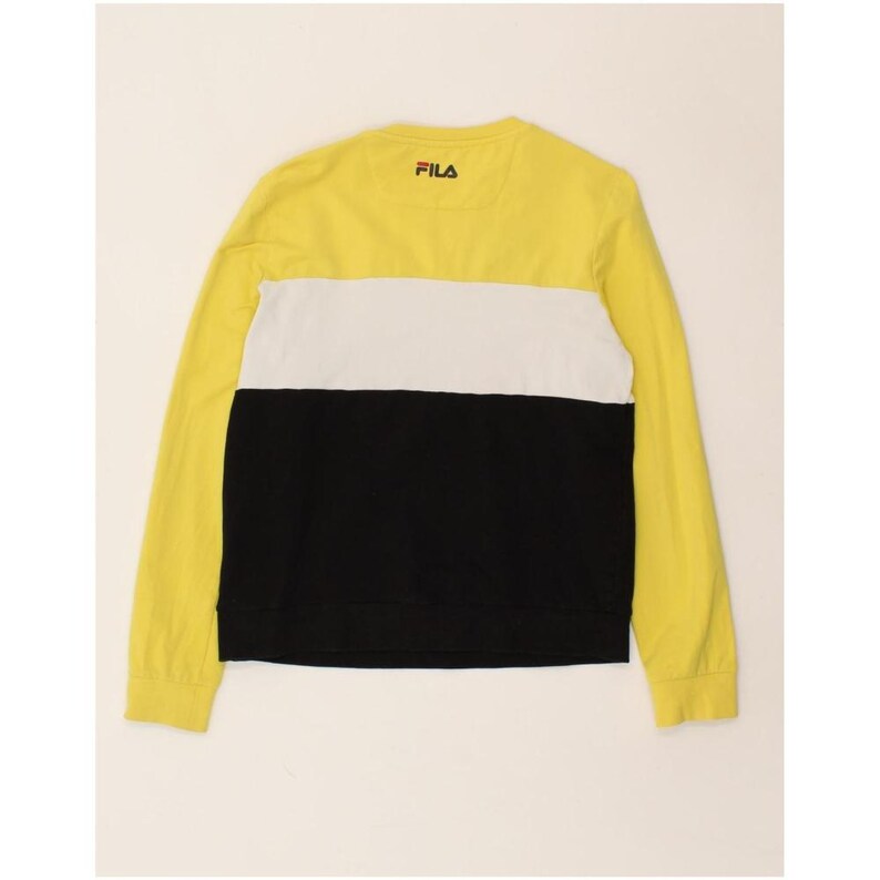 Camiseta Fila de manga larga con estampado gráfico para mujer, talla 14 del Reino Unido, algodón con bloques de color amarillo medio imagen 2