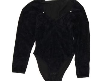 Vintage womens velvet bodysuit UK 8 small black