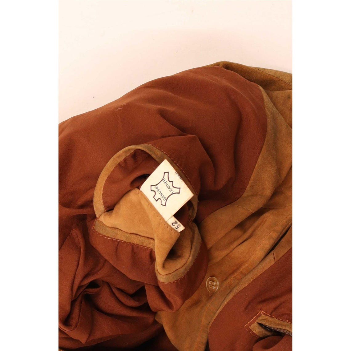 Vintage Mens Suede Bomber Jacket IT 52 XL Brown Leather, foto 4 di 4