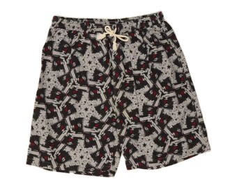 Vintage womens abstract pattern sport shorts UK 18 XL grey cotton