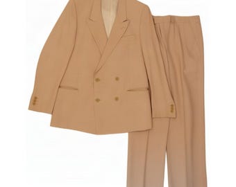 Vintage Mens Double Breasted 2 Piece Suit IT 52 Large W36 L36 Beige