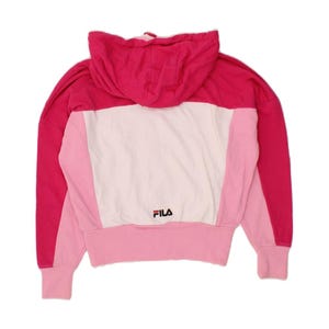 Fila womens oversized crop graphic zip hoodie sweater UK 6 XS pink image 2