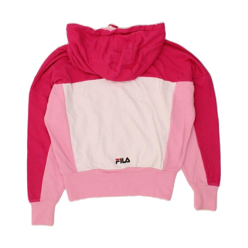 Fila womens oversized crop graphic zip hoodie sweater UK 6 XS pink image 2
