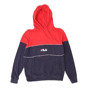 Fila mens hoodie jumper XS navy blue colourblock cotton image 1