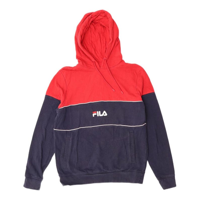 Fila mens hoodie jumper XS navy blue colourblock cotton image 1