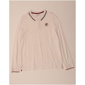 Fila mens long sleeve polo shirt XL white cotton image 1