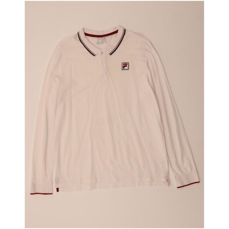 Fila mens long sleeve polo shirt XL white cotton image 1