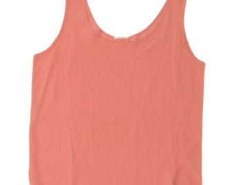 Vintage Womens Sleeveless Blouse Top UK 16 Large Pink Silk
