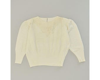 Vintage womens blouse top UK 20 2XL off white