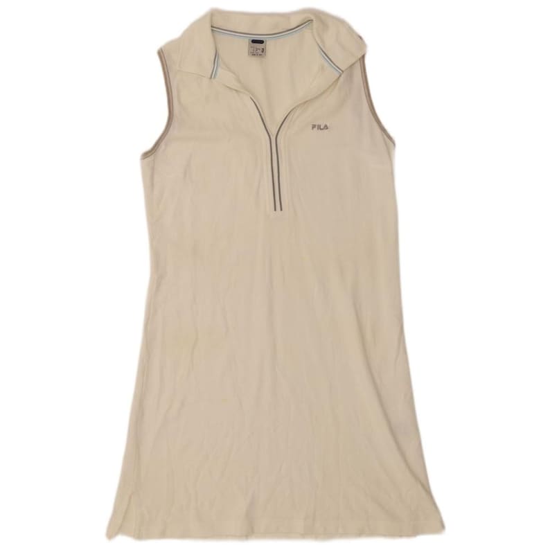 Vestido polo sin mangas para mujer Fila, talla UK 14 (Grande), color blanco, algodón. imagen 1