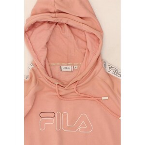 Fila womens graphic hoodie jumper UK 16 large pink colourblock cotton image 5