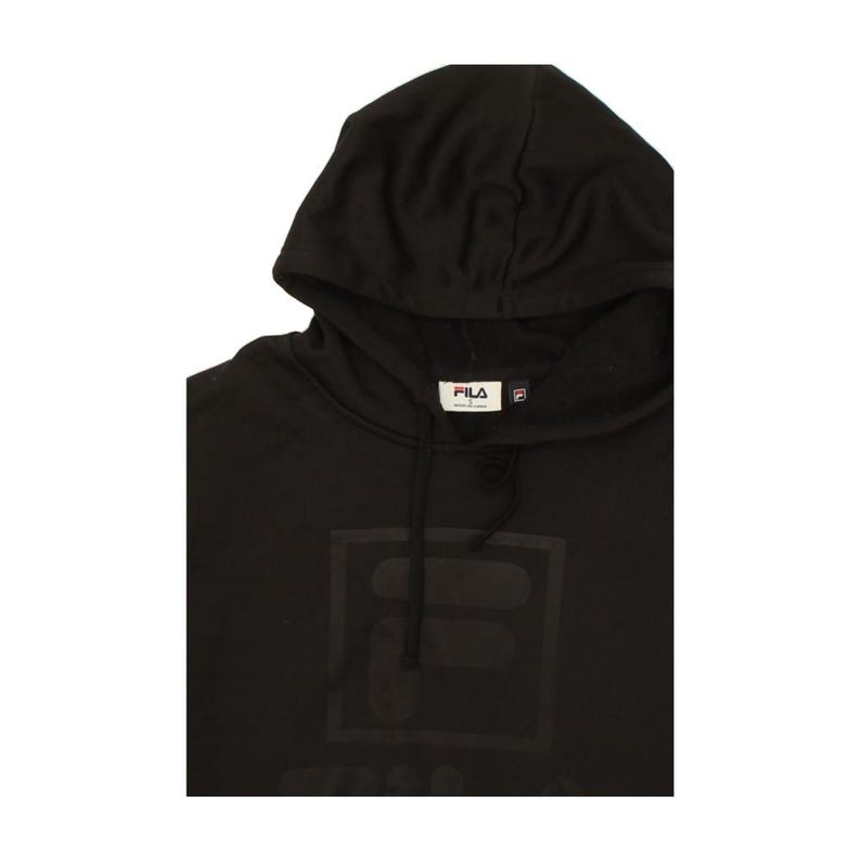 Sudadera con capucha y gráfico de Fila para hombre, talla pequeña, de poliéster negro imagen 3